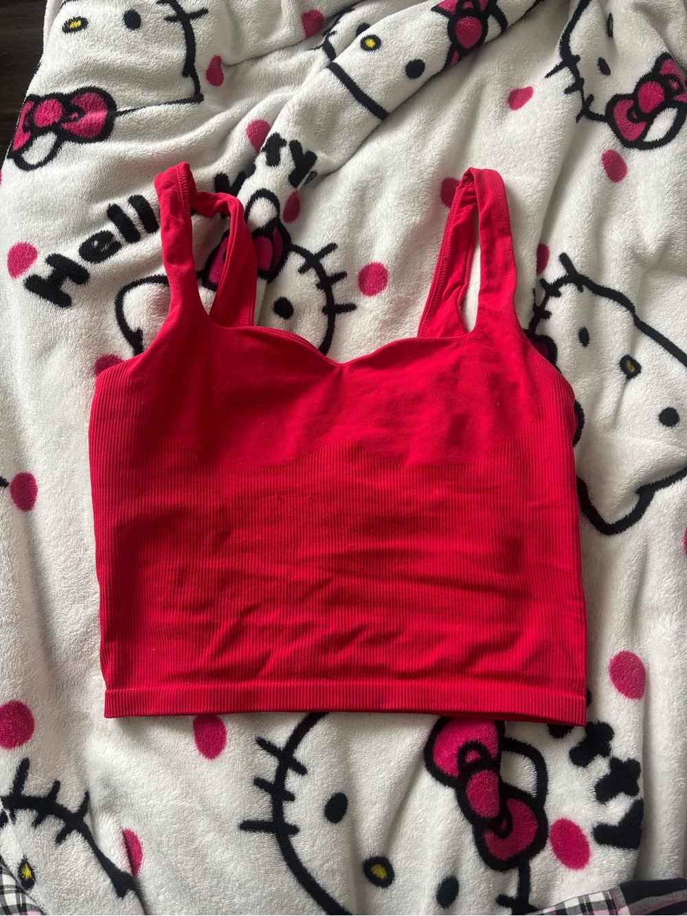 PINK Victoria's Secret Bright Red Ribbed Crop Tank